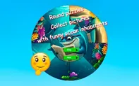 Round Jigsaw Puzzle Collect Pictures of Funny Ocean Inhabitants